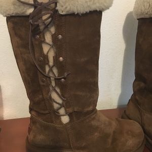 UGG “Upside” chestnut tall suede lace up boots